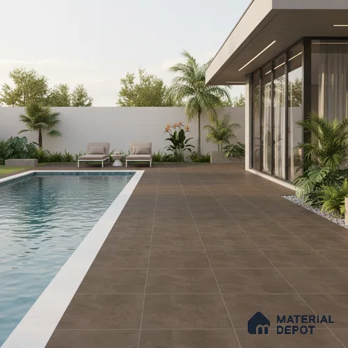 Parking Floor Tile TL 07544 Stonis Brown 400x400 mm Matte Finish Vitrified Tile - 12 mm | Pattern Alignment May Vary | 2-3 mm Spacer is Mandatory