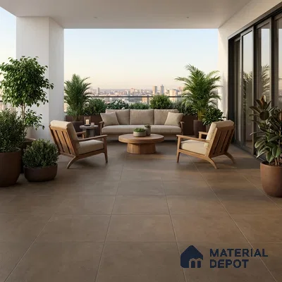 Parking Floor Tile TL 07544 Stonis Brown 400x400 mm Matte Finish Vitrified Tile - 12 mm | Pattern Alignment May Vary | 2-3 mm Spacer is Mandatory