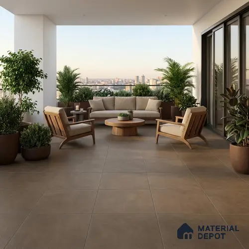 Parking Floor Tile TL 07544 Stonis Brown 400x400 mm Matte Finish Vitrified Tile - 12 mm | Pattern Alignment May Vary | 2-3 mm Spacer is Mandatory