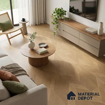 Wooden  Tile TL 07546 B Parquet Beige 4 ft x 2 ft GVT Vitrified Matte Finish - 9 mm | 3 Random Design