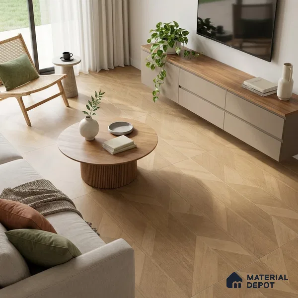 Wooden  Tile TL 07546 B Parquet Beige 4 ft x 2 ft GVT Vitrified Matte Finish - 9 mm | 3 Random Design