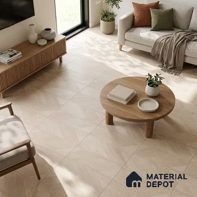 Wooden  Tile TL 07546 Parquet Silver 4 ft x 2 ft GVT Vitrified Matte Finish - 9 mm | 3 Random Design