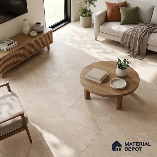 Wooden  Tile TL 07546 Parquet Silver 4 ft x 2 ft GVT Vitrified Matte Finish - 9 mm | 3 Random Design