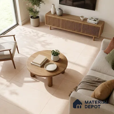 Cement Wall & Floor Tile TL 07547 B Almond Cream 4 ft x 2 ft Matte Finish Vitrified Tile - 9 mm | 3 Random Design | Suitable For Living Room, Hall, Bedroom