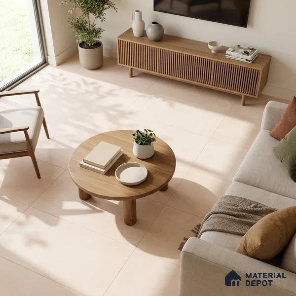 Cement Wall & Floor Tile TL 07547 B Almond Cream 4 ft x 2 ft Matte Finish Vitrified Tile - 9 mm | 3 Random Design | Suitable For Living Room, Hall, Bedroom