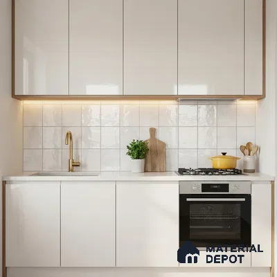 Subway Wall & Floor Tile TL 07550 B Easton Bianco 7.87 inch x 7.87 inch Vitrified Glossy Finish - 9 mm  | 6 Random Design | 2 mm Spacer is Mandatory | Please Expect a Slight Variation of Pattern