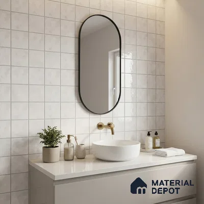 Subway Wall & Floor Tile TL 07550 B Easton Bianco 7.87 inch x 7.87 inch Vitrified Glossy Finish - 9 mm  | 6 Random Design | 2 mm Spacer is Mandatory | Please Expect a Slight Variation of Pattern