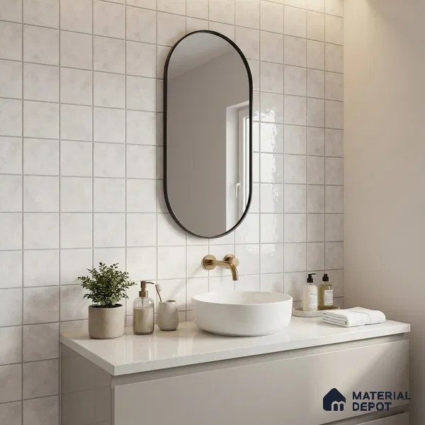 Subway Wall & Floor Tile TL 07550 B Easton Bianco 7.87 inch x 7.87 inch Vitrified Glossy Finish - 9 mm  | 6 Random Design | 2 mm Spacer is Mandatory | Please Expect a Slight Variation of Pattern