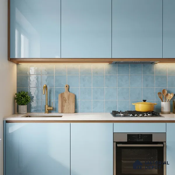 Subway Wall & Floor Tile TL 07550 D Easton Blue 7.87 inch x 7.87 inch Vitrified Glossy Finish - 9 mm | 6 Random Design | 2 mm Spacer is Mandatory | Please Expect a Slight Variation of Pattern