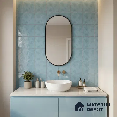 Subway Wall & Floor Tile TL 07550 D Easton Blue 7.87 inch x 7.87 inch Vitrified Glossy Finish - 9 mm  | 6 Random Design | 2 mm Spacer is Mandatory | Please Expect a Slight Variation of Pattern
