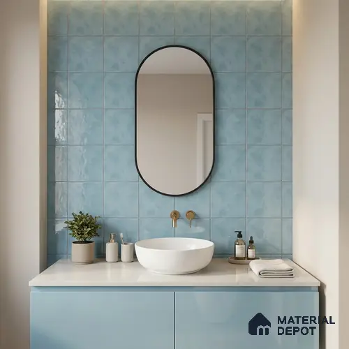 Subway Wall & Floor Tile TL 07550 D Easton Blue 7.87 inch x 7.87 inch Vitrified Glossy Finish - 9 mm | 6 Random Design | 2 mm Spacer is Mandatory | Please Expect a Slight Variation of Pattern