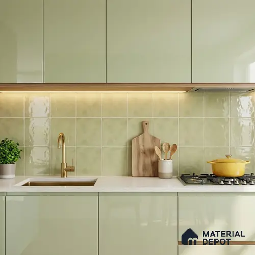 Subway Wall & Floor Tile TL 07550 F Easton Green 7.87 inch x 7.87 inch Vitrified Glossy Finish - 9 mm | 6 Random Design | 2 mm Spacer is Mandatory | Please Expect a Slight Variation of Pattern