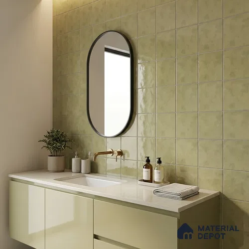 Subway Wall & Floor Tile TL 07550 F Easton Green 7.87 inch x 7.87 inch Vitrified Glossy Finish - 9 mm  | 6 Random Design | 2 mm Spacer is Mandatory | Please Expect a Slight Variation of Pattern