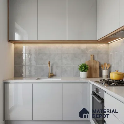 Subway Wall & Floor Tile TL 07550 H Easton Grey 7.87 inch x 7.87 inch Vitrified Glossy Finish - 9 mm  | 6 Random Design | 2 mm Spacer is Mandatory | Please Expect a Slight Variation of Pattern (Sample)