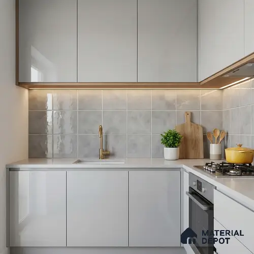Subway Wall & Floor Tile TL 07550 H Easton Grey 7.87 inch x 7.87 inch Vitrified Glossy Finish - 9 mm | 6 Random Design | 2 mm Spacer is Mandatory | Please Expect a Slight Variation of Pattern