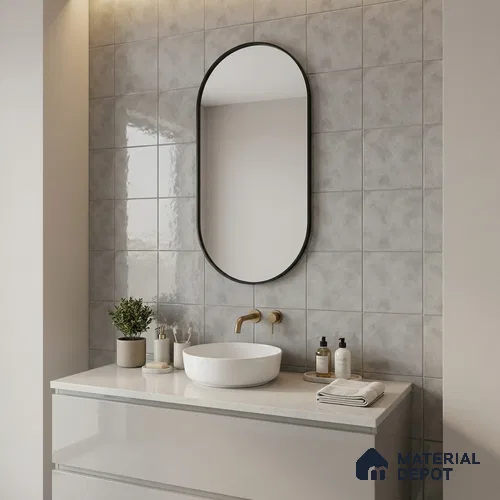 Subway Wall & Floor Tile TL 07550 H Easton Grey 7.87 inch x 7.87 inch Vitrified Glossy Finish - 9 mm  | 6 Random Design | 2 mm Spacer is Mandatory | Please Expect a Slight Variation of Pattern