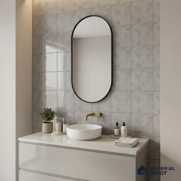 Subway Wall & Floor Tile TL 07550 H Easton Grey 7.87 inch x 7.87 inch Vitrified Glossy Finish - 9 mm  | 6 Random Design | 2 mm Spacer is Mandatory | Please Expect a Slight Variation of Pattern (Sample)
