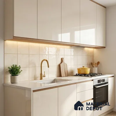 Subway Wall & Floor Tile TL 07550 J Easton Ivory 7.87 inch x 7.87 inch Vitrified Glossy Finish - 9 mm  | 6 Random Design | 2 mm Spacer is Mandatory | Please Expect a Slight Variation of Pattern (Sample)