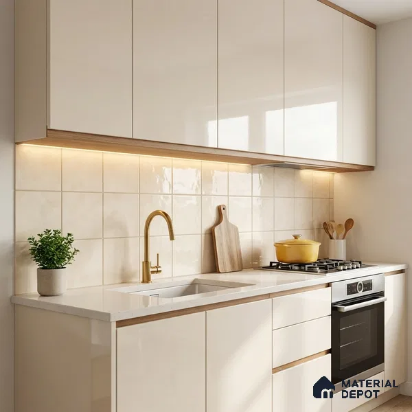 Subway Wall & Floor Tile TL 07550 J Easton Ivory 7.87 inch x 7.87 inch Vitrified Glossy Finish - 9 mm  | 6 Random Design | 2 mm Spacer is Mandatory | Please Expect a Slight Variation of Pattern (Sample)
