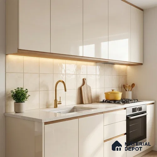 Subway Wall & Floor Tile TL 07550 J Easton Ivory 7.87 inch x 7.87 inch Vitrified Glossy Finish - 9 mm | 6 Random Design | 2 mm Spacer is Mandatory | Please Expect a Slight Variation of Pattern