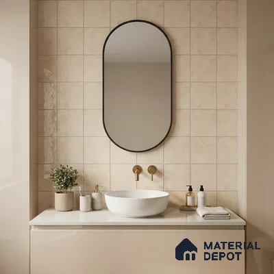 Subway Wall & Floor Tile TL 07550 J Easton Ivory 7.87 inch x 7.87 inch Vitrified Glossy Finish - 9 mm  | 6 Random Design | 2 mm Spacer is Mandatory | Please Expect a Slight Variation of Pattern (Sample)