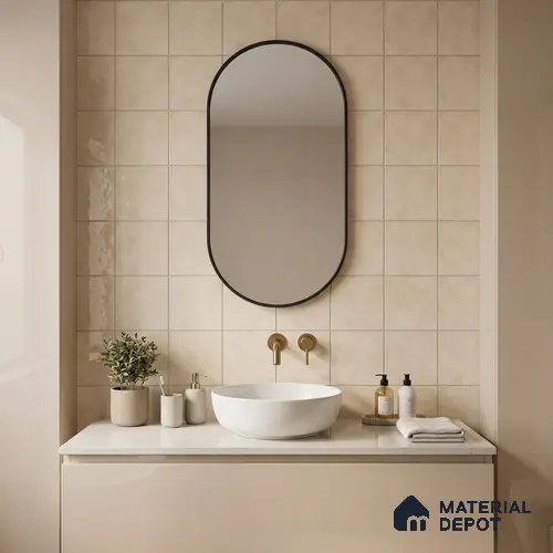 Subway Wall & Floor Tile TL 07550 J Easton Ivory 7.87 inch x 7.87 inch Vitrified Glossy Finish - 9 mm | 6 Random Design | 2 mm Spacer is Mandatory | Please Expect a Slight Variation of Pattern