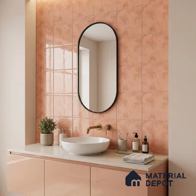 Subway Wall & Floor Tile TL 07550 L Easton Pink 7.87 inch x 7.87 inch Vitrified Glossy Finish - 9 mm  | 6 Random Design | 2 mm Spacer is Mandatory | Please Expect a Slight Variation of Pattern (Sample)
