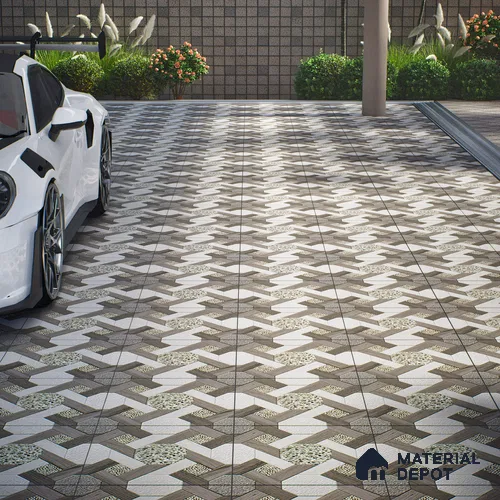 Parking Floor Tile TL 07551 Graphite Mist | 16 x 16 inch | Anti Skid Matte Finish Heavy Duty Vitrified Tile - 12 mm | Suitable For Outdoor, Terrace, Balcony | Pattern Alignment May Vary | 2-3 mm Spacer is Mandatory