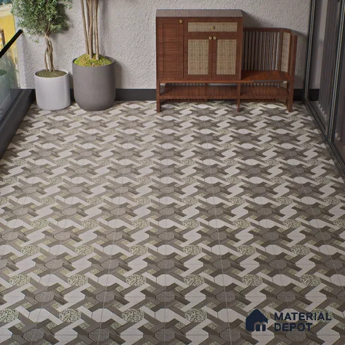 Parking Floor Tile TL 07551 Graphite Mist | 16 x 16 inch | Anti Skid Matte Finish Heavy Duty Vitrified Tile - 12 mm | Suitable For Outdoor, Terrace, Balcony | Pattern Alignment May Vary | 2-3 mm Spacer is Mandatory