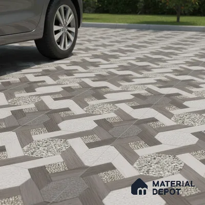 Parking Floor Tile TL 07551 Graphite Mist | 16 x 16 inch | Anti Skid Matte Finish Heavy Duty Vitrified Tile - 12 mm | Suitable For Outdoor, Terrace, Balcony | Pattern Alignment May Vary | 2-3 mm Spacer is Mandatory