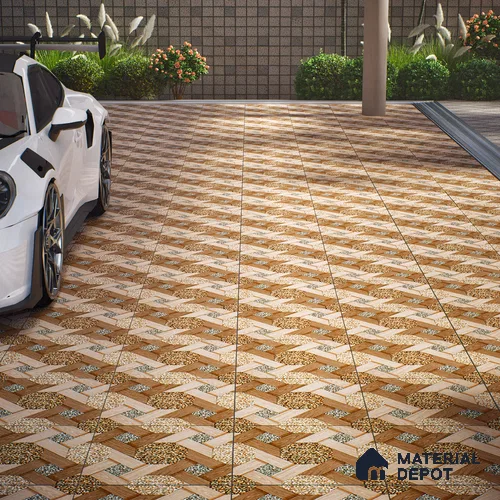 Parking Floor Tile TL 07552 Chestnut Drift | 16 x 16 inch | Anti Skid Matte Finish Heavy Duty Vitrified Tile - 12 mm | Suitable For Outdoor, Terrace, Balcony | Pattern Alignment May Vary | 2-3 mm Spacer is Mandatory
