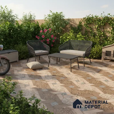 Parking Floor Tile TL 07552 Chestnut Drift | 16 x 16 inch | Anti Skid Matte Finish Heavy Duty Vitrified Tile - 12 mm | Suitable For Outdoor, Terrace, Balcony | Pattern Alignment May Vary | 2-3 mm Spacer is Mandatory