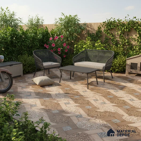 Parking Floor Tile TL 07552 Chestnut Drift | 16 x 16 inch | Anti Skid Matte Finish Heavy Duty Vitrified Tile - 12 mm | Suitable For Outdoor, Terrace, Balcony | Pattern Alignment May Vary | 2-3 mm Spacer is Mandatory