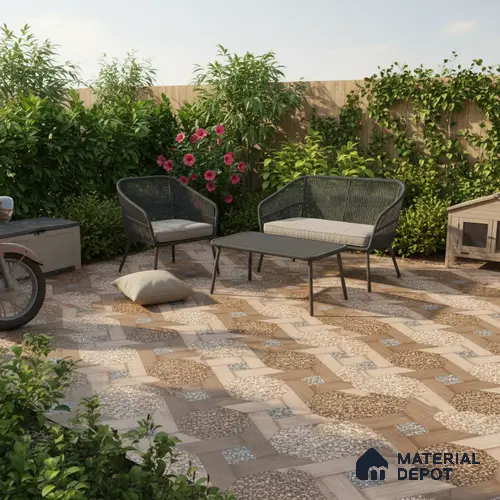 Parking Floor Tile TL 07552 Chestnut Drift | 16 x 16 inch | Anti Skid Matte Finish Heavy Duty Vitrified Tile - 12 mm | Suitable For Outdoor, Terrace, Balcony | Pattern Alignment May Vary | 2-3 mm Spacer is Mandatory