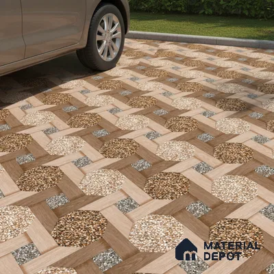 Parking Floor Tile TL 07552 Chestnut Drift | 16 x 16 inch | Anti Skid Matte Finish Heavy Duty Vitrified Tile - 12 mm | Suitable For Outdoor, Terrace, Balcony | Pattern Alignment May Vary | 2-3 mm Spacer is Mandatory