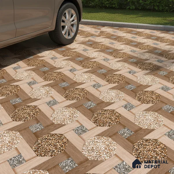 Parking Floor Tile TL 07552 Chestnut Drift | 16 x 16 inch | Anti Skid Matte Finish Heavy Duty Vitrified Tile - 12 mm | Suitable For Outdoor, Terrace, Balcony | Pattern Alignment May Vary | 2-3 mm Spacer is Mandatory