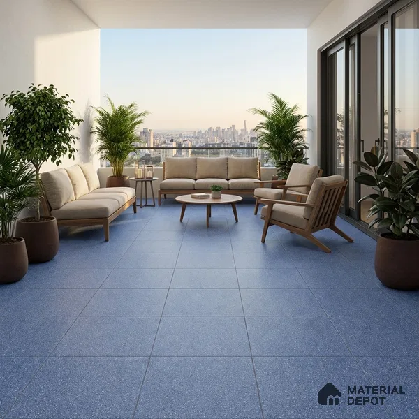 Parking Floor Tile TL 07553 Cerulean Whisper | 16 x 16 inch | Anti Skid Matte Finish Heavy Duty Vitrified Tile - 12 mm | Suitable For Outdoor, Terrace, Balcony | Pattern Alignment May Vary | 2-3 mm Spacer is Mandatory