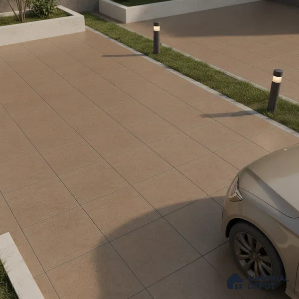 Parking Floor Tile TL 07555 Cocoa Ember | 16 x 16 inch | Anti Skid Matte Finish Heavy Duty Vitrified Tile - 12 mm | Suitable For Outdoor, Terrace, Balcony | Pattern Alignment May Vary | 2-3 mm Spacer is Mandatory
