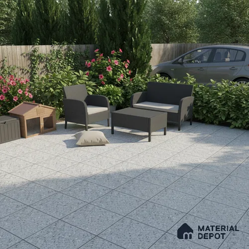 Parking Floor Tile TL 07557 Frostveil | 16 x 16 inch | Anti Skid Matte Finish Heavy Duty Vitrified Tile - 12 mm | Suitable For Outdoor, Terrace, Balcony | Pattern Alignment May Vary | 2-3 mm Spacer is Mandatory