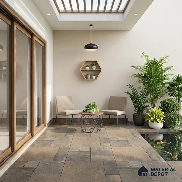 Parking Floor Tile TL 07560 Walnut Smoke | 16 x 16 inch | Anti Skid Matte Finish Heavy Duty Vitrified Tile - 12 mm | Suitable For High Traffic Areas, Terrace, Balcony | Pattern Alignment May Vary | 2-3 mm Spacer is Mandatory