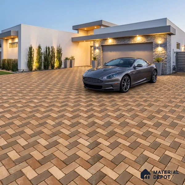 Parking Floor Tile TL 07561 Sepia Thread | 16 x 16 inch | Anti Skid Matte Finish Heavy Duty Vitrified Tile - 12 mm | Suitable For High Traffic Areas, Terrace, Balcony | Pattern Alignment May Vary | 2-3 mm Spacer is Mandatory