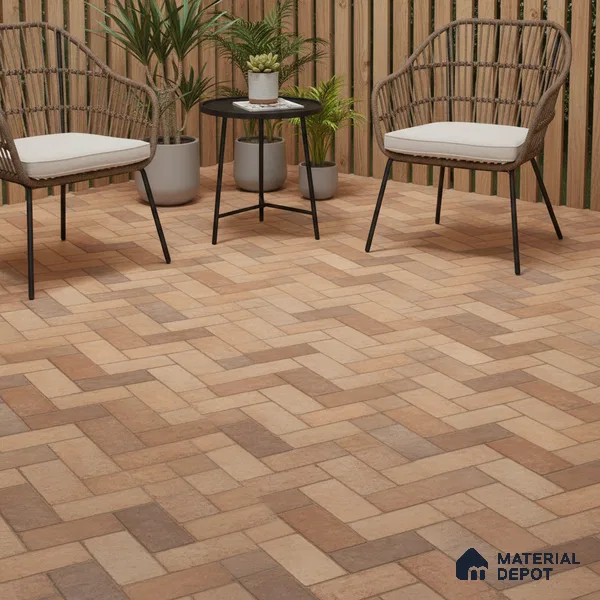 Parking Floor Tile TL 07561 Sepia Thread | 16 x 16 inch | Anti Skid Matte Finish Heavy Duty Vitrified Tile - 12 mm | Suitable For High Traffic Areas, Terrace, Balcony | Pattern Alignment May Vary | 2-3 mm Spacer is Mandatory