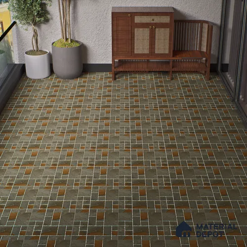 Parking Floor Tile TL 07563 Quiet Alloy | 16 x 16 inch | Anti Skid Matte Finish Heavy Duty Vitrified Tile - 12 mm | Suitable For High Traffic Areas, Terrace, Balcony | Pattern Alignment May Vary | 2-3 mm Spacer is Mandatory