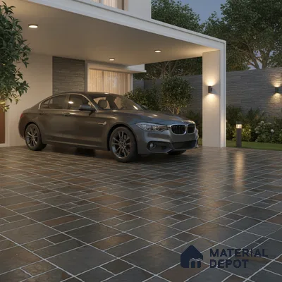 Parking Floor Tile TL 07563 Quiet Alloy | 16 x 16 inch | Anti Skid Matte Finish Heavy Duty Vitrified Tile - 12 mm | Suitable For High Traffic Areas, Terrace, Balcony | Pattern Alignment May Vary | 2-3 mm Spacer is Mandatory