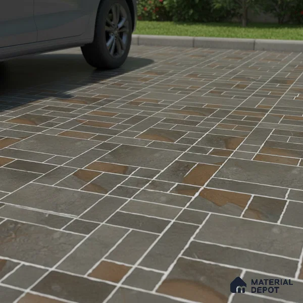 Parking Floor Tile TL 07563 Quiet Alloy | 16 x 16 inch | Anti Skid Matte Finish Heavy Duty Vitrified Tile - 12 mm | Suitable For High Traffic Areas, Terrace, Balcony | Pattern Alignment May Vary | 2-3 mm Spacer is Mandatory