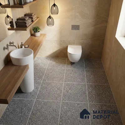 Parking Floor Tile TL 07564 Phantom Veil | 16 x 16 inch | Anti Skid Matte Finish Heavy Duty Vitrified Tile - 12 mm | Suitable For High Traffic Areas, Terrace, Balcony | Pattern Alignment May Vary | 2-3 mm Spacer is Mandatory