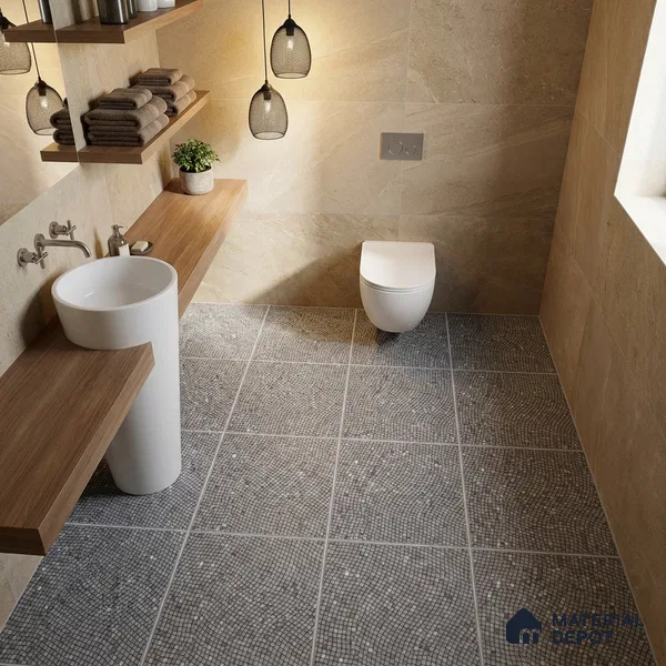 Parking Floor Tile TL 07564 Phantom Veil | 16 x 16 inch | Anti Skid Matte Finish Heavy Duty Vitrified Tile - 12 mm | Suitable For High Traffic Areas, Terrace, Balcony | Pattern Alignment May Vary | 2-3 mm Spacer is Mandatory