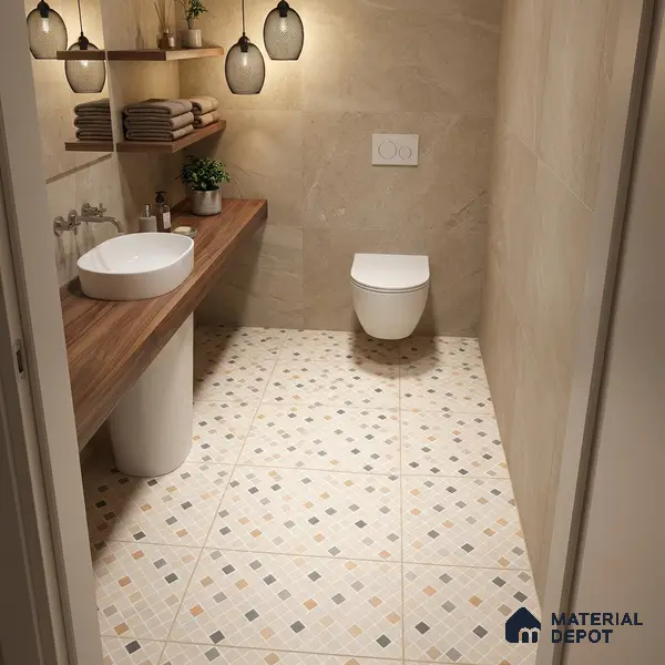 Parking Floor Tile TL 07565 Ivory Whisper | 16 x 16 inch | Anti Skid Matte Finish Heavy Duty Vitrified Tile - 12 mm | Suitable For High Traffic Areas, Terrace, Balcony | Pattern Alignment May Vary | 2-3 mm Spacer is Mandatory