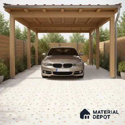 Parking Floor Tile TL 07565 Ivory Whisper | 16 x 16 inch | Anti Skid Matte Finish Heavy Duty Vitrified Tile - 12 mm | Suitable For High Traffic Areas, Terrace, Balcony | Pattern Alignment May Vary | 2-3 mm Spacer is Mandatory