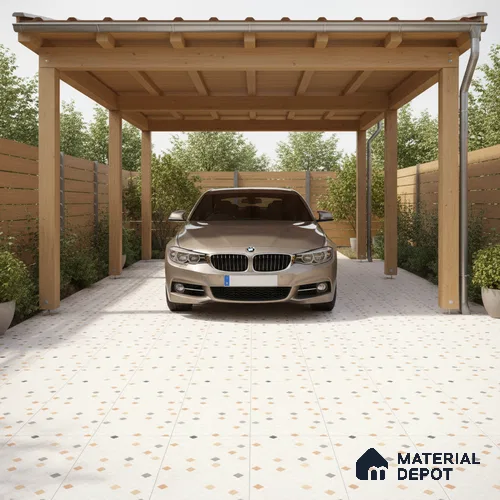 Parking Floor Tile TL 07565 Ivory Whisper | 16 x 16 inch | Anti Skid Matte Finish Heavy Duty Vitrified Tile - 12 mm | Suitable For High Traffic Areas, Terrace, Balcony | Pattern Alignment May Vary | 2-3 mm Spacer is Mandatory